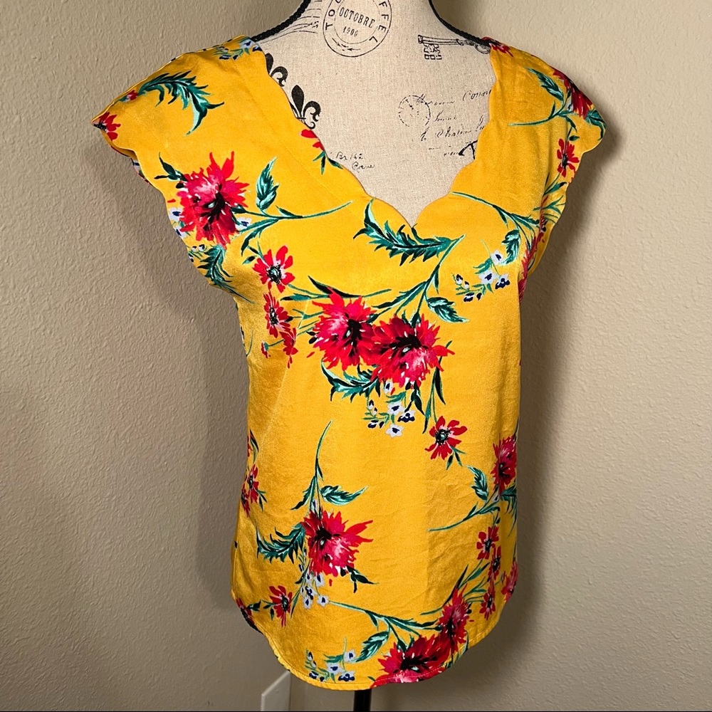 Express yellow blouse with floral print